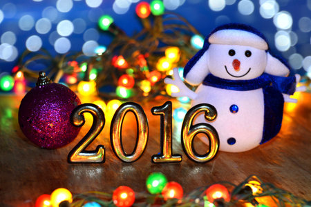 the numbers in 2016 at the bright lightsの写真素材