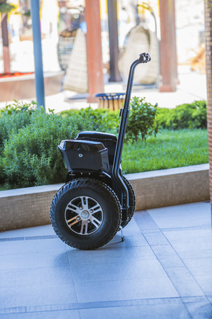 self-balancing electric scooter with two wheels. Off-road self-balancing scooter. Alternative transport.の写真素材