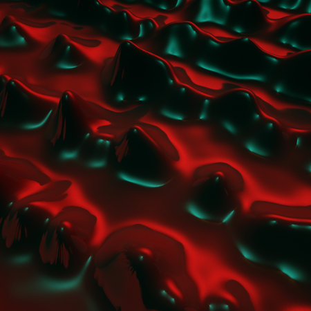 Abstract Blood Dark Liquid Background. Color Flow Design. Colorful Abstract Gradient Blurs. 3D render. Liquid Waves on Black for Music Poster, Cover, Banner, Placard, Flyer, Presentationの写真素材