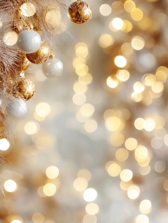 A gold and white Christmas tree with many goldの素材