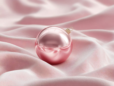 Pink Christmas decoration on pink fabric.の素材