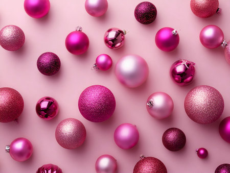 A pink background with many pink balls scattered around itの素材