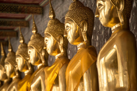 Golden buddha in templeの写真素材