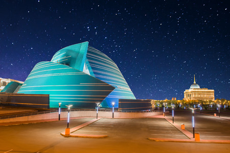 Astana, Kazakhstan - August 17, 2013: located in the administrative center, unique in its architectural design and Presidential Palaceのeditorial素材
