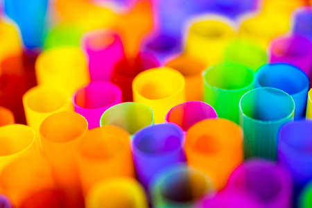 Close up Colorful drinking straws.の写真素材