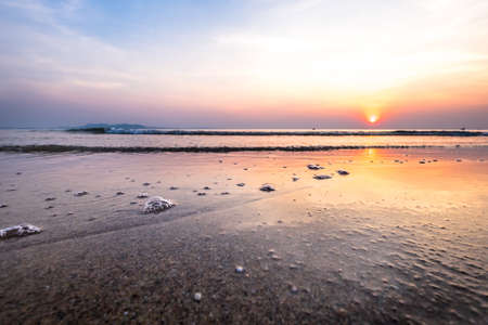 abstract sand beach background sunset at Pattaya in Thailandの写真素材