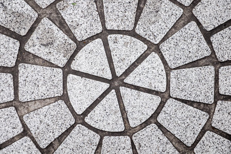 Floor tiles in urban city street, construction and architectureの写真素材