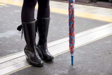 woman legs and umbellaの写真素材