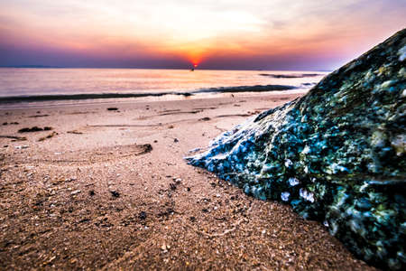 abstract sand beach background sunset at Pattaya in Thailandの写真素材
