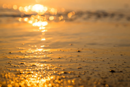 abstract sand beach background sunset at Pattaya in Thailandの写真素材