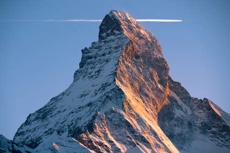 picturesque mountain Matterhorn at sunset, Switzerlandの写真素材