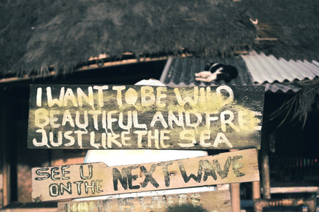 Motivational beach signの写真素材