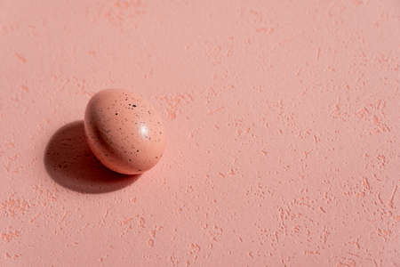 One pink Easter eggs on a pink backgroundの写真素材