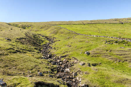 Mountain landscape in Skuvoy in the Faroe Islandsの写真素材