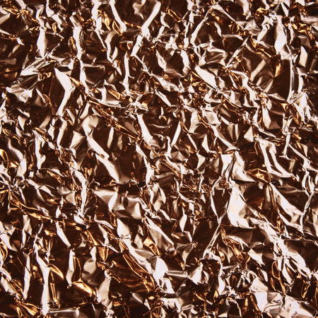 Close up of crumpled tin foil with gold metallic overlay の写真素材
