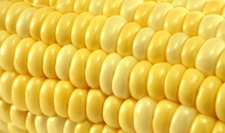 Close up macro of yellow corn or maize for use as textured background with copyspace 