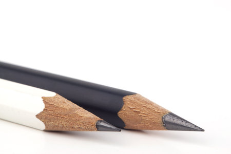 Black and white sharp pencils isolated on white background with copy space の写真素材
