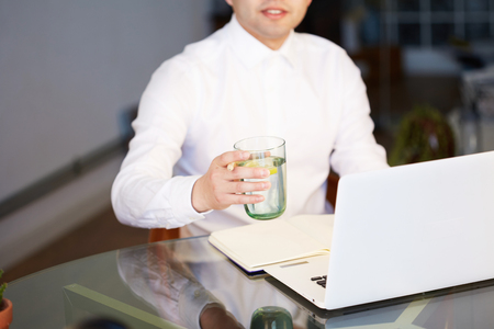 Businessman Working Laptop Office Connecting Networking Concept.の写真素材
