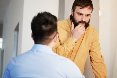 Business team working with new startup project modern coworking office.Desktop computers on table, brainstorm meeting.の写真素材