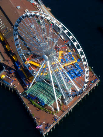 Aerial view of the Ferris wheelの写真素材
