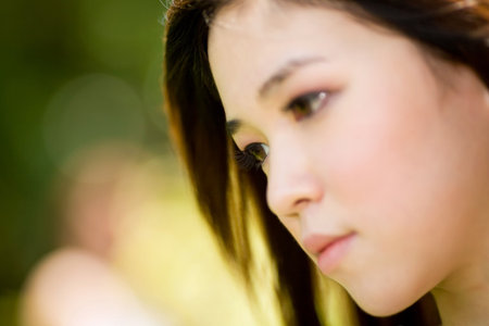 beautiful young asian woman face smilingの写真素材