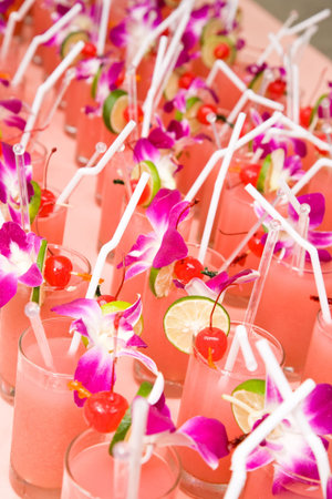 rows of fuit punch ready to be serve