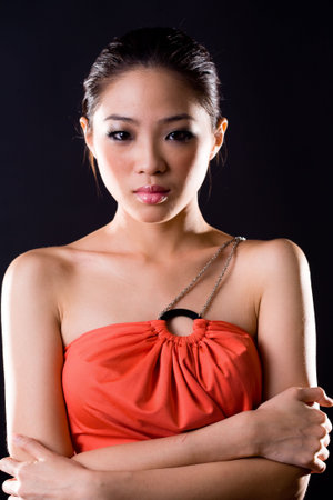 stylish asian young woman face expression