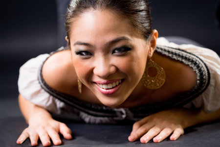 happy and fashionable girlの写真素材