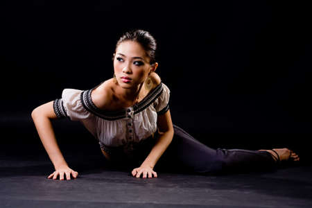 stylish asian young woman face expressionの写真素材