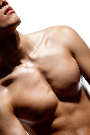 handsome young man with muscular body shapeの写真素材