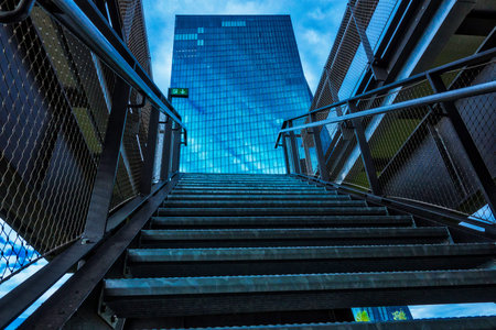 Futuristic low angle view at ECB bank building