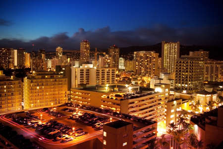 Waikiki Hawaii at Nightの写真素材