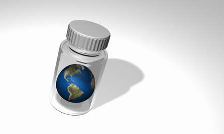 High resolution 3D render of Earth in a bottle. Space for text on right.
の写真素材