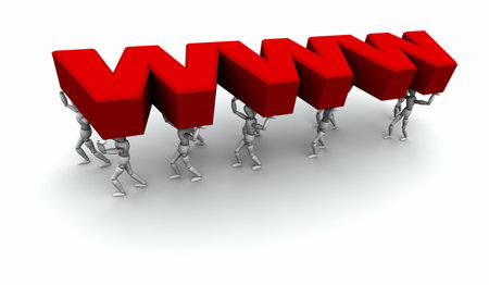 3D mannequins carrying the word 'WWW' in red.の写真素材