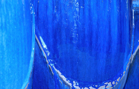 Blue glazed clay potsの写真素材