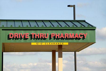 A convenient neighborhood drive thru pharmacy                                   の写真素材