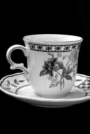 Cup and Saucer in black and white                                    の写真素材