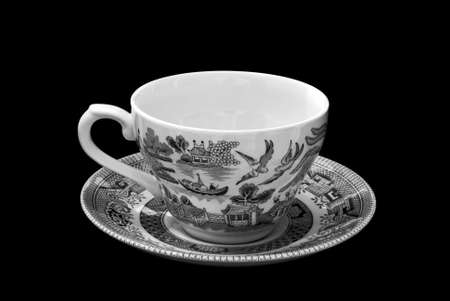 Cup and Saucer in black and white                                   の写真素材