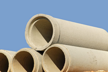 Stack of Concrete Drainage Pipe                                    