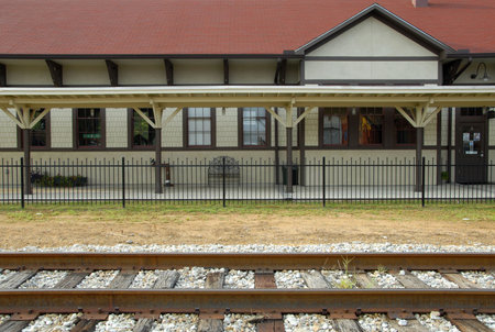 Railroad Depot in a Small Country Townの写真素材