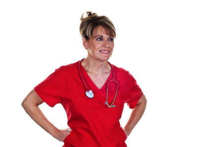 Attractive Female Nurse in Uniform with Stethoscopeの写真素材