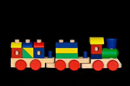 Toy Wooden Bock Trainの写真素材