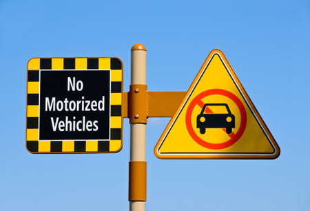 No Motorized Vehicles Sign の写真素材