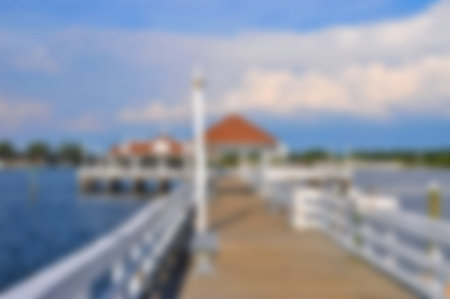 Blur Image of Bradenton Beach Historic Pier on Anna Maria Island, Floridaの写真素材
