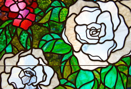 A Close up Image of Colorful Stained Glass Details
