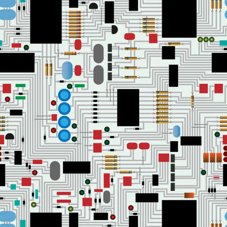 Seamless electronic circuit board repeating patternのイラスト素材