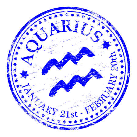 AQUARIUS Zodiac Rubber Stampのイラスト素材