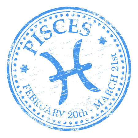 PISCES Zodiac Rubber Stampのイラスト素材