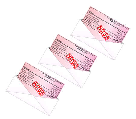 Credit card bill vectors with PAST DUE Rubber Stampのイラスト素材
