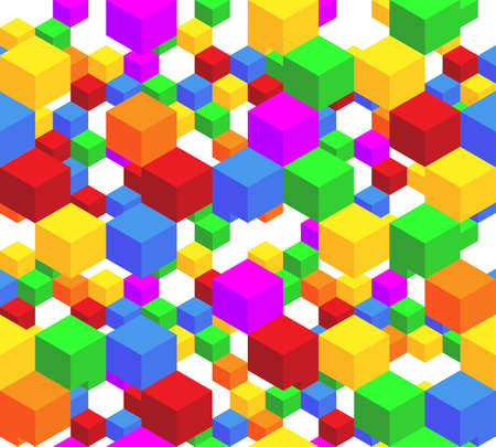 Colorful repeating seamless cube patternのイラスト素材